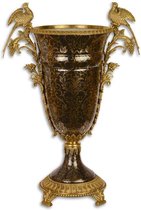 Vaas - Porselein bloemen - Bronzen vogels - 62,9 cm hoog