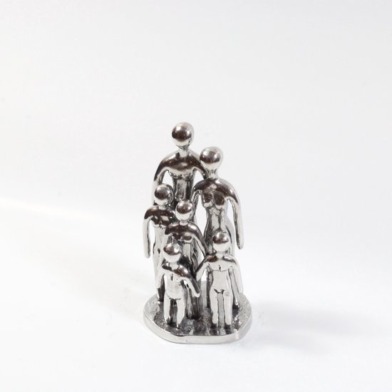 Sculptuur ''Het Gezin'' - Echtpaar + 4 Kinderen - Beeldje familie - klassiek - tinnen huwelijk - 10 jaar getrouwd - Cadeau Vaderdag - Geschenk Moederdag