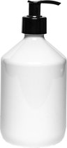 Lege plastic fles 500 ml PET apothekersfles wit - met zwarte pomp – set van 10 stuks - Navulbaar - leeg