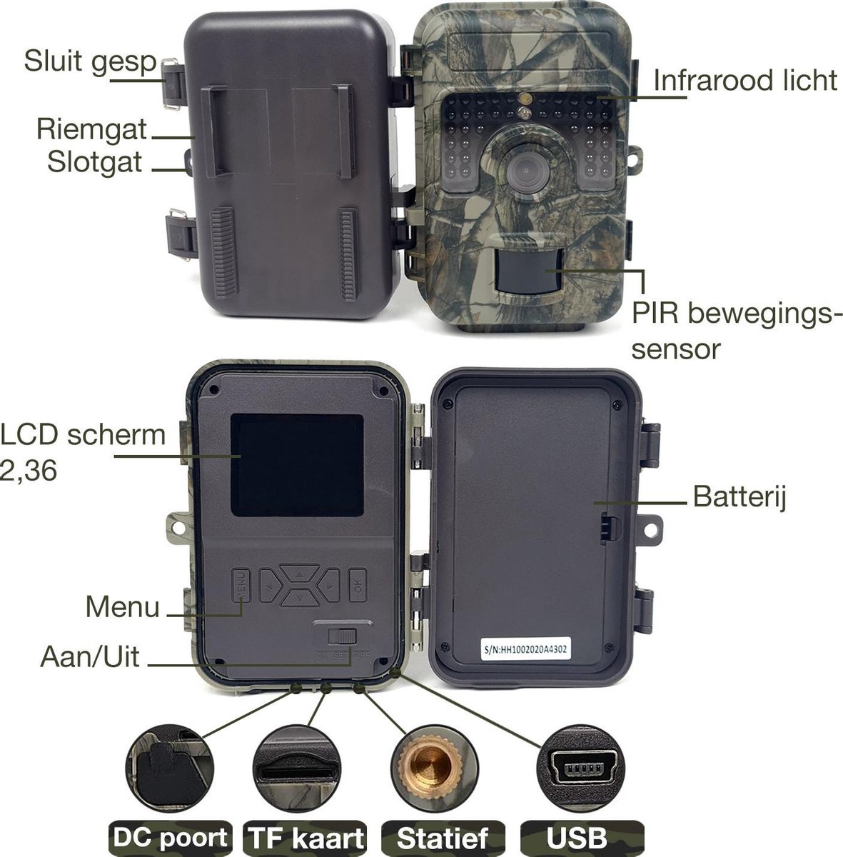 Strex Wildcamera met Nachtzicht - 16MP 1080P Full HD - - Actiecamera's