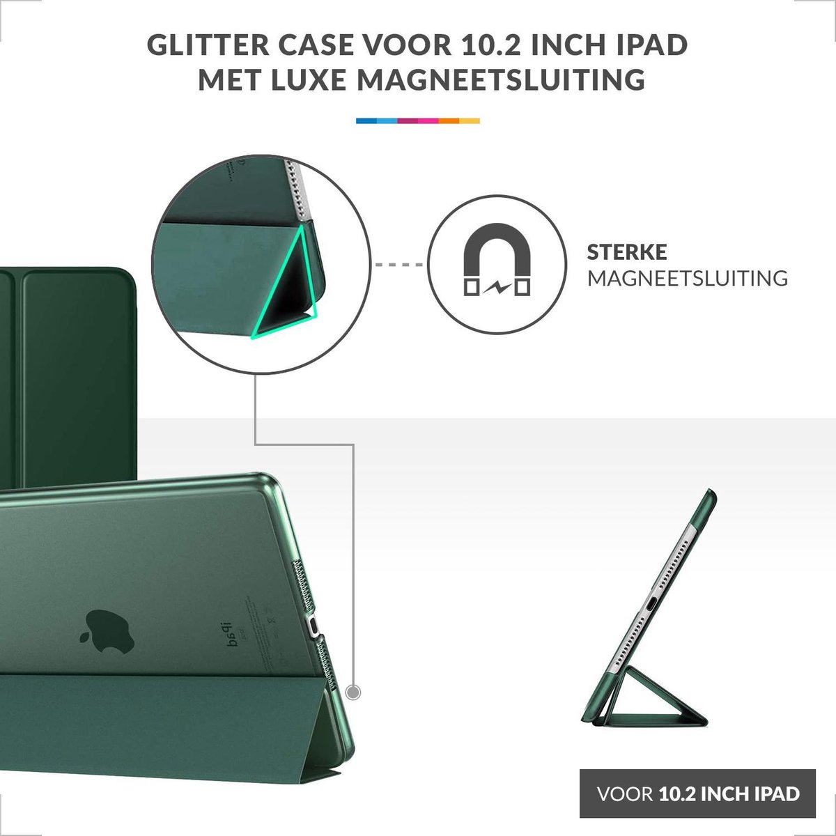 YONO Hoes geschikt voor iPad 9 10.2 inch - 9e Generatie - 8e - 7e - 2021 - 2020 - 2019 - Case Cover - Tablet Hoesje - Donkergroen — afbeelding 4