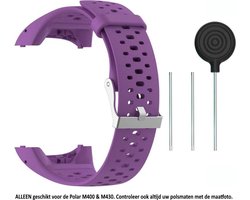 Polar Paars siliconen sporthorloge bandje geschikt voor de Polar M400 en M430 · Maat: zie maatfoto - horlogeband - polsband - strap - siliconen - rubber - purple
