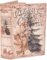 Boekenkluis decoratieboek opbergdoos 23 cm Merry Christmas kerstman met kinderen | 11256811 | Dutch Style