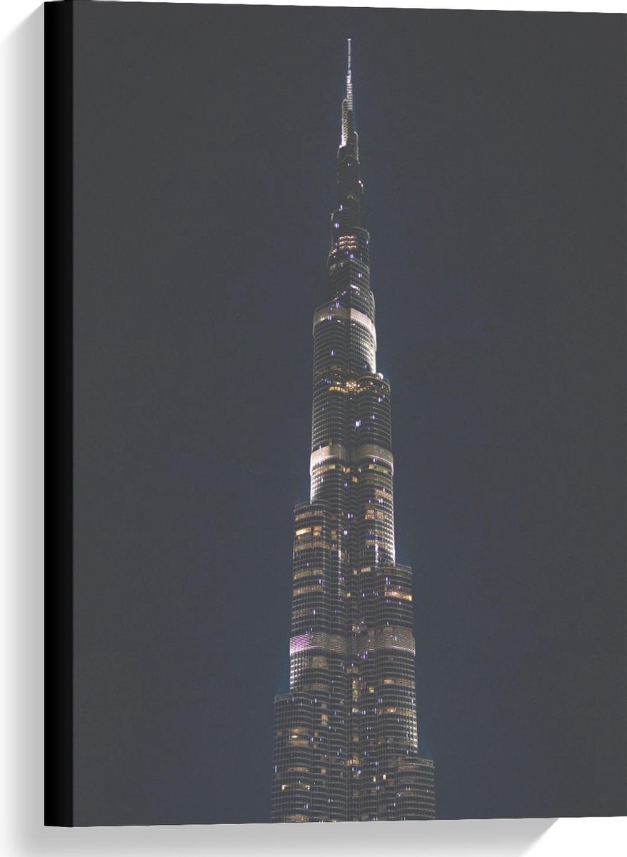 Canvas - Dubai Fontein in het Donker - 40x60cm Foto op Canvas Schilderij (Wanddecoratie op