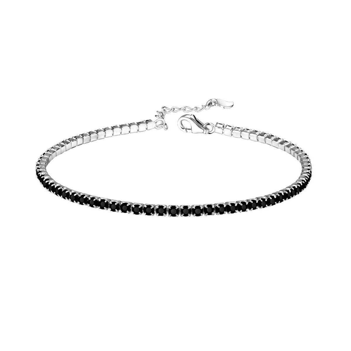 Joy|S - Zilveren tennis armband - zirkonia zwart