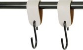 2x Leren S-haak hangers - Handles and more® | LICHTGRIJS - maat M  (Leren S-haken - S haken - handdoekkaakje - kapstokhaak - ophanghaken)