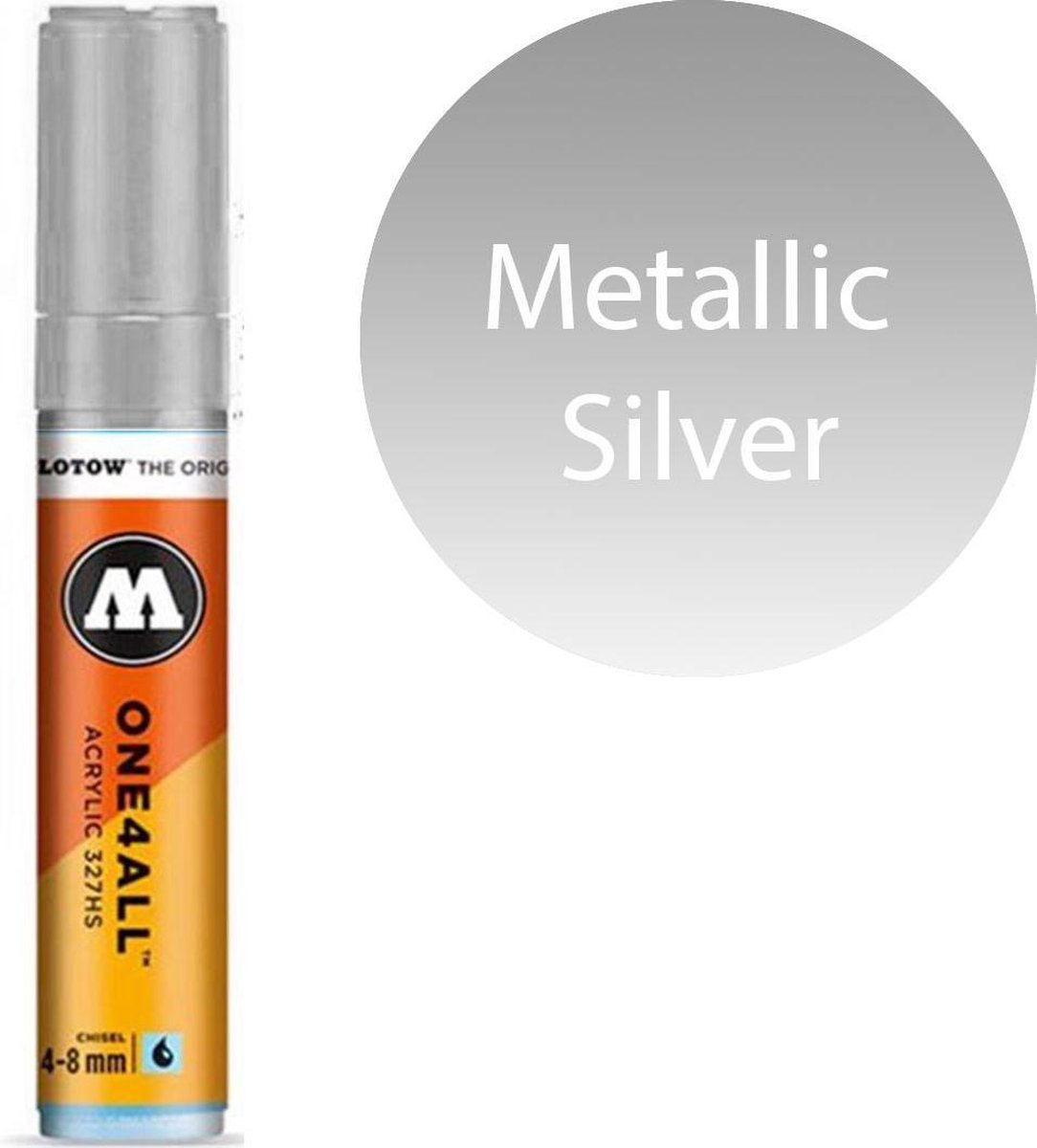 Molotow 327HS Metallic Silver - zilveren acryl marker - Chisel tip 4-8mm - Kleur zilver