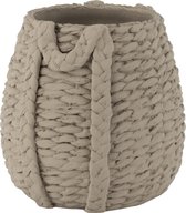 J-Line Bloempot Gewoven Cement Grijs Medium