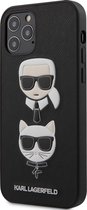 Zwart hoesje van Karl Lagerfeld - Backcover - iPhone 12 - 12 Pro - Saffiano