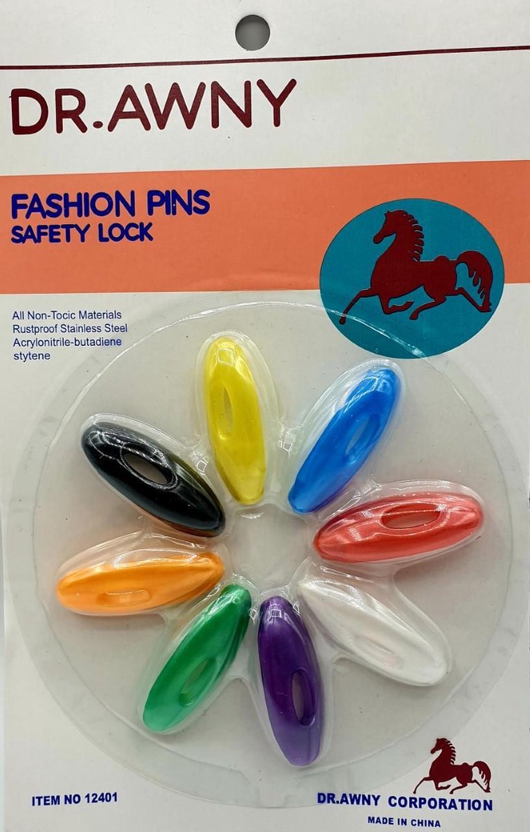 Sjaalspeld fashion pins set 8 stuks gekleurd