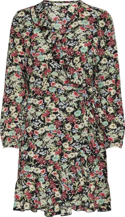ONLY Damen Kleid Karmen Anne Träger-Kleid mit Blumen-Muster 15177478 Creme brûlé