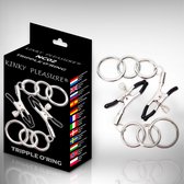 Kinky Pleasure - Tripple O'ring - NC02 - Nipple Clamps - Tepel klem - tepel klemmen - Metaal