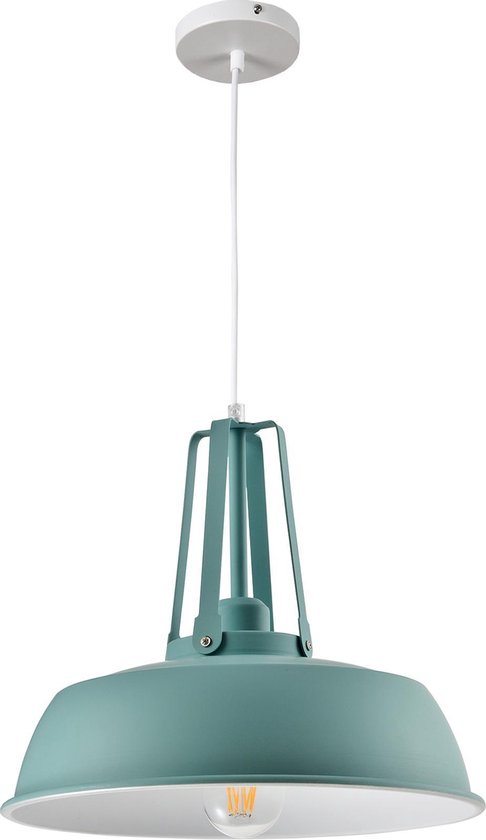 QUVIO Industriële hanglamp - Diameter 35 cm - Turquoise | bol.com