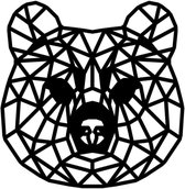 Geometrische Dieren Panda - Zwart MDF hout - M (35x36 cm) - Cadeau - Kinderen - Geschenk - Woon decoratie - Woonkamer - Slaapkamer - Geometrische wanddecoratie - WoodWideCities