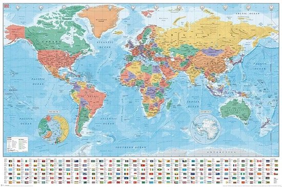 Modern World Map 2020 Poster 61x91.5cm