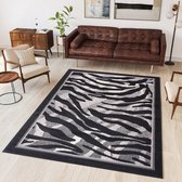 Tapiso Dream Vloerkleed Grijs Modern Zebra Dierenprint Woonkamer Tapijt Maat- 80x150