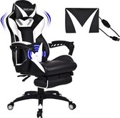 Bobby's Gamingstoel Massagefunctie - Game Stoelen - Bureaustoel - Voor Volwassenen - Ergonomisch - Gaming Chair - Zwart - Wit