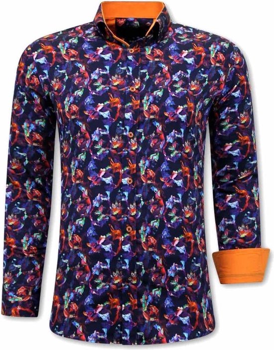 Luxe Heren Slim Fit Overhemden - 3071 - Oranje/Paars | bol.com