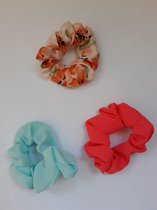 Le Sjalerie  scrunchie elastiek set van drie verschillende elastieken Haarmode