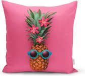 Sierkussen - Woonkamer Decoratieve Sierkussen Ananas Op Roze Achtergrond - Kussens Woonkamer - Binnen Of Buiten Decoratie Sierkussens 45x45cm