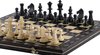Afbeelding van het spelletje Sunrise-schaakbord met schaakstukken ZWART – Schaakspel -49x49cm. Luxe uitvoering