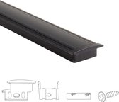 3 meter aluminium led strip profiel inbouw - Zwart - 7 mm hoog - Slim line - Compleet incl. afdekkap