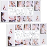 Relaxdays 2 x fotolijst Family - 10 foto‘s - familie - collagelijst – fotocollage
