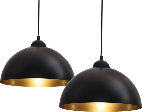 B.K.Licht - 2x Hanglampen - smart - retro - hanglamp zwart - incl. 2 x E27  smart lamp | bol.com