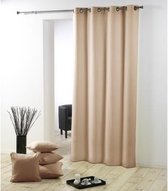 Livetti © Gordijn met oogje Kant en Klaar Curtain 140x280cm - Beige