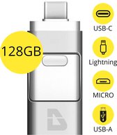 USB Stick 128GB - Flashdrive voor iPhone / iOS / Android / Windows 128GB - Flash Drive 4 In 1 - Douxe T05