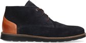 Manfield - Heren - Blauwe suède veterboots - Maat 44