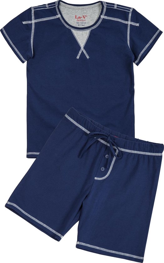 Pyjama short La V pour garçon - Bleu foncé uni 116-122