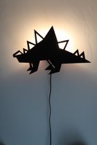 Houten Lamp Kinderkamer - Dino - grijs | E14 LED | Wandlamp