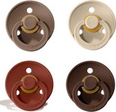 Bibs fopspeen 6-18 maanden set 4 stuks |Dark oak, Rust, Vanilla, Mocha| Maat 2