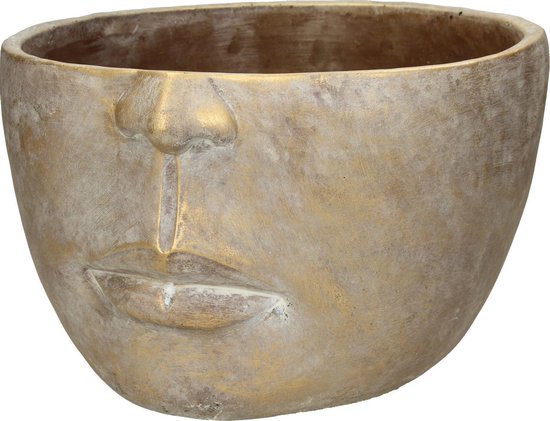 Foto: Wants needs bloempot face beton goud 28 5 x 28 5 x 18