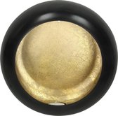 Windlicht Rond - Metaal - Zwart Goud - 25 X 10 X 25 - Kandelaar Ei Wand - Gouden Kaarsen Houder - Kaars Decoratie