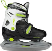 Patin de hockey sur glace Nijdam 3010 Junior - Ajustable - Hardboot - Noir / Blanc / Vert - Taille 34-37