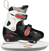Patin de hockey sur glace Nijdam 0026 Junior - Ajustable - Hard Boat - Noir / Blanc - Taille 27-30