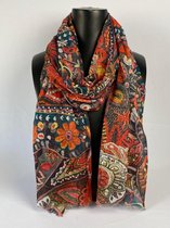Sjaal klassiek print digitaal 70% viscose met 30 % zijde van dun materiaal