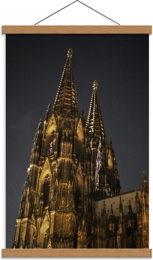 Schoolplaat – Domplatte Goude Kerk in Keulen - 40x60cm Foto op Textielposter (Wanddecoratie op Schoolplaat)