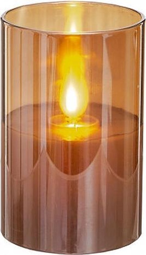 Bougie LED - Fausse flamme - 5 x 7,5 cm - Or - Bougie lumineuse en verre  Goud