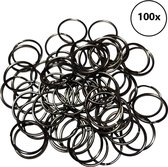 Sleutelringen 20 mm zwart (100 stuks) | Sleutelring voor sleutelhanger | Splitringen | Metalen ring hobby | Sleutellabels