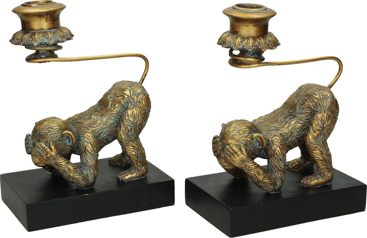 Wants&Needs Boekenhouder Monkey Polyresin Goud 28 X 8.5 X 19 Opbergbox /2