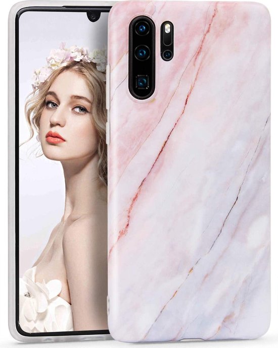 Coque Huawei P30 Pro - Rose / Blauw - Marbre - TPU souple