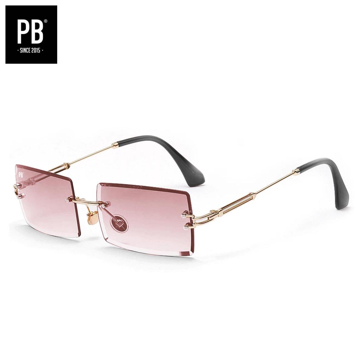 PB Sunglasses - Gipsy Gradient Pink. - Zonnebril dames - Roze lens - Randloze zonnebril - Festival bril