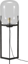 Vintage vloerlamp 110 cm in metaal met antiek zilverkleurig glazen kapje