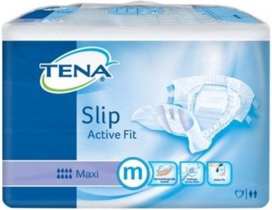 TENA Slip Active Fit Maxi, maat M. Een verpakking met incontinentiemateriaal.
