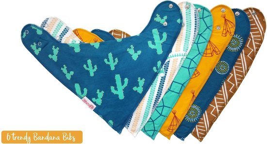Bandana slab - kwijlslab jongens - set 6 stuks baby slabbers - BB04 van Merkloos — afbeelding 3
