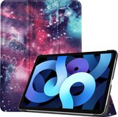 Hoes Geschikt voor iPad Air 2020 Hoes Book Case Hoesje Trifold Cover - Hoesje Geschikt voor iPad Air 4 2020 Hoesje Bookcase - Galaxy