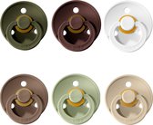 Bibs fopspenen 6-18 maanden Set 6 stuks |Hunter green, Dark oak, Mocha, Sage, White, Vanilla| Maat 2